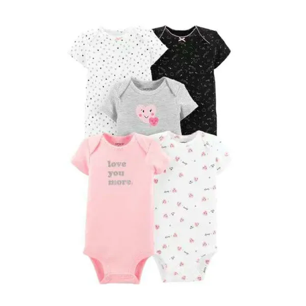 Design Carter's Animal Print Short Sleeve Bodysuits Set Multicolor Baby Onesies Clothing - 47