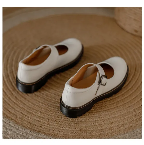 Design Mary Jane Shoes Brown Leather with Buckle Strap - 27