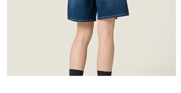 Design High-Waisted Wide-Leg Denim Shorts Navy - 31
