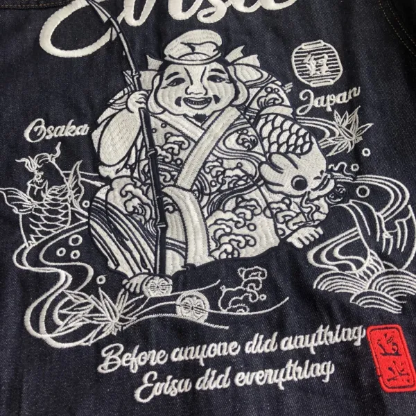 Evisu Osaka Japan Embroidered Denim Shirt Navy - 8