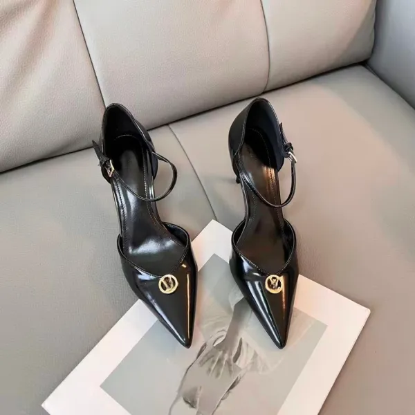 Design Pointed-Toe Mary Jane Stiletto Heels Black - 9