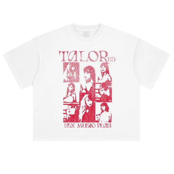 Design NSX Music Plan Talored Red Graphic T-Shirt White T-Shirts - 1