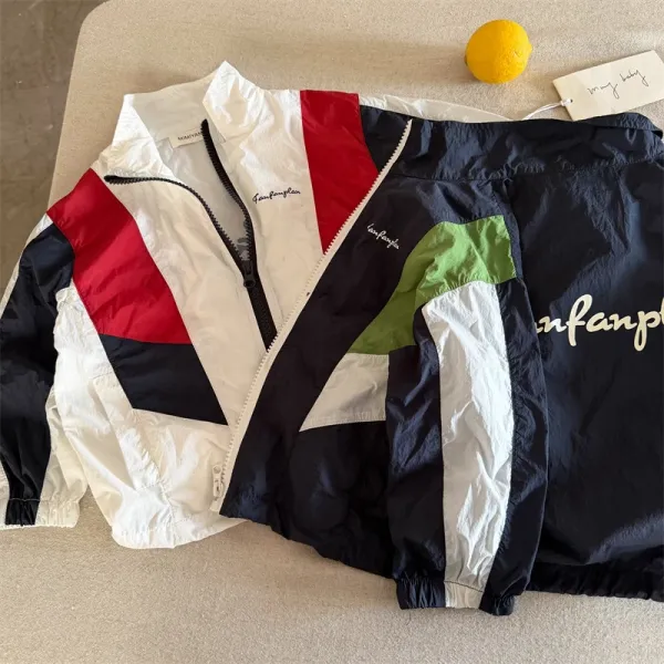 Design Twin Peaks Windbreaker Jacket and Shorts Set in Red / White / Navy and Green / Black Outerwear - 7