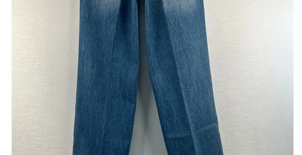 Design Wide-Leg Patchwork Denim Jeans Blue - 10