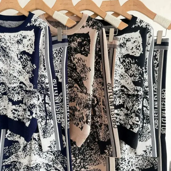 Dior Oblique Print Knit Set White / Black - 5