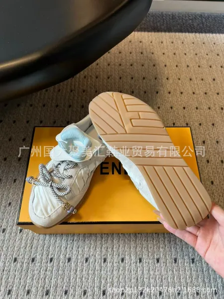 Fendi Bow-Strap Pink Suede Sneakers - 16