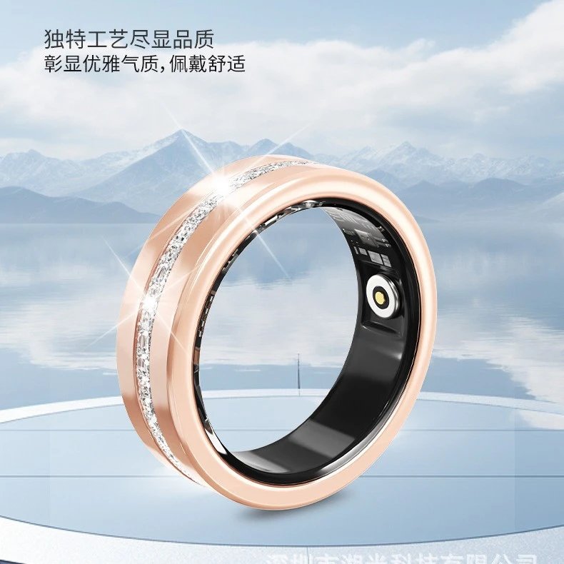 Smart Ring Rose Gold and Silver Crystal Embedded Tech Wearable