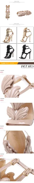 Design Gladiator Winged Heels Gold Sandals - 5