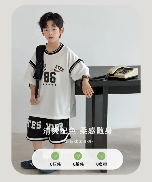 Design Graphic Print Oversized T-Shirt and Basketball Shorts Set White / Black - 4