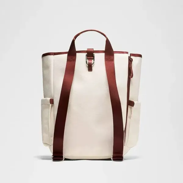 Design Canvas Backpack Beige with Black Straps - 3