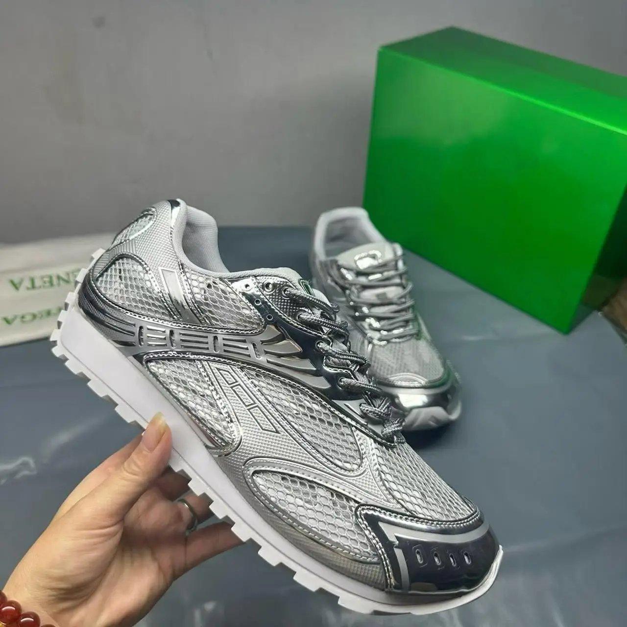 Balenciaga Track 2 Silver Metallic Sneakers Chunky Sneakers