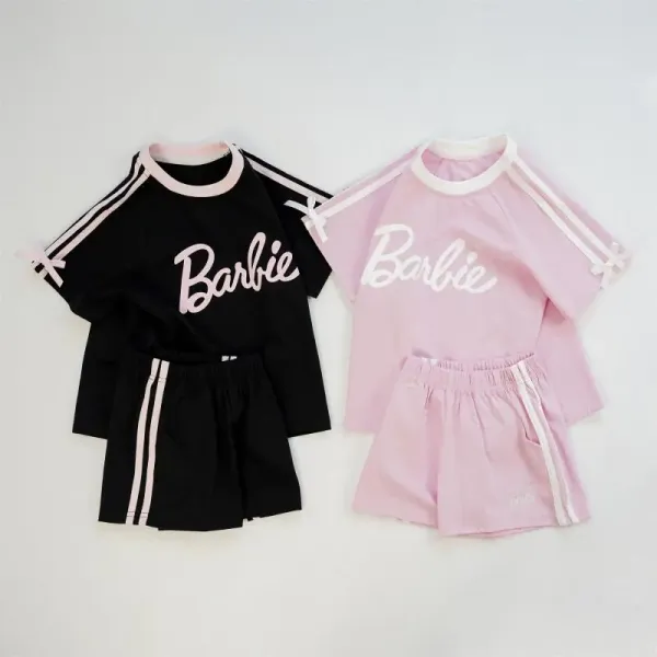 Design Barbie Logo Graphic Set Pink Casual Set Sets - 7