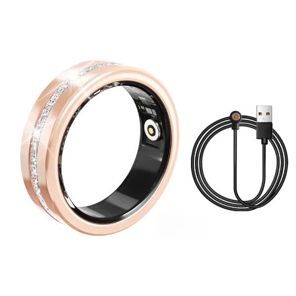 Design Smart Ring with Crystal Accents Rose Gold Smart Ring Jewelry - 33