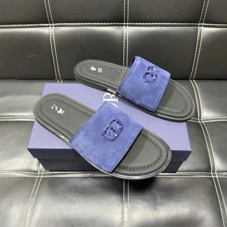 Design Suede Slide Sandals Purple / Black Slippers - 14