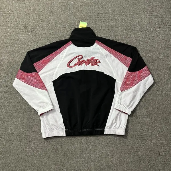 Corteiz Mesh Panel Windbreaker Jacket Black White Pink Outerwear - 7
