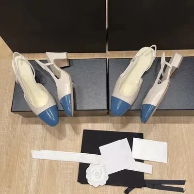 Chanel Two-Tone Gold and Black Slingback Heels - 3