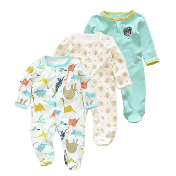 Design Footed Pajamas Set Teal / White / Gray Baby Sleepwear - 10