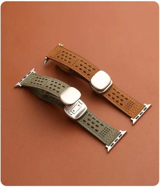 Apple Watch Perforated Leather Band Teal Smartwatch Strap Smartwatches - 18