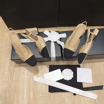 Chanel Two-Tone Gold and Black Slingback Heels - 20