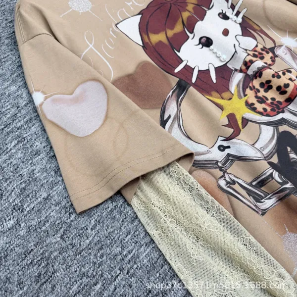 Hello Kitty Graphic Layered Sleeve T-Shirt Beige - 5