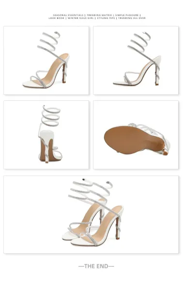 Design Strappy Crystal-Embellished Pink Stiletto Heels - 22