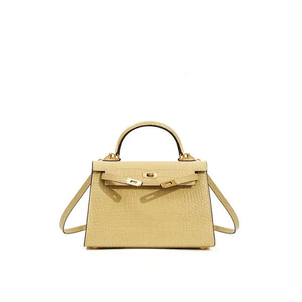 Hermès Kelly Pochette Crocodile Beige Handbag - 1