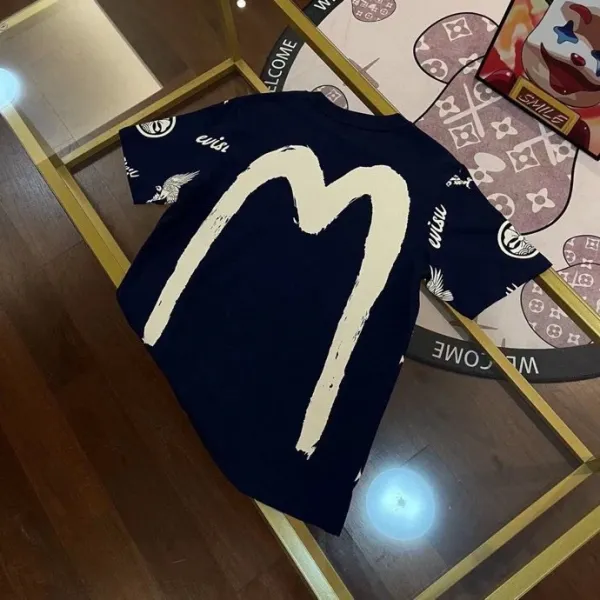 Evisu M Logo Graphic Print Navy T-Shirt - 1