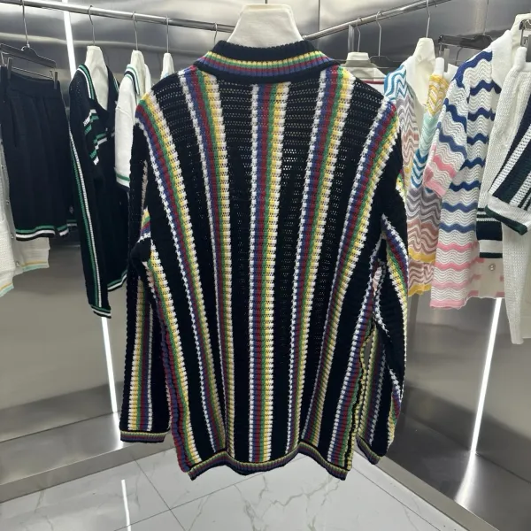 Design Knit Sweater with Green Logo Pattern White - 26