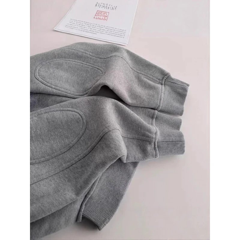 Grey Zip-Up Hooded Sweatshirt with Red Drawstrings Cropped Casual Jacket