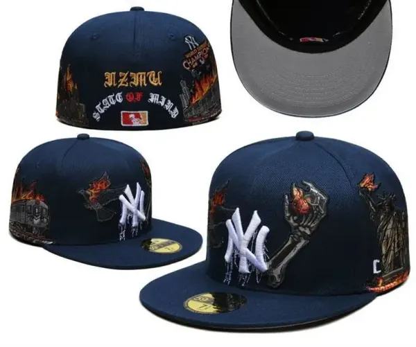 New York Yankees World Series Champions 2009 Commemorative Navy Fitted Baseball Cap Hats - 8