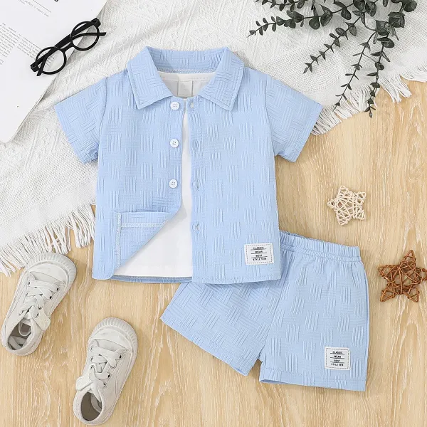 Design Classic Wear 1975 Woven Texture Short Set White Kids Casual Set Sets - 17