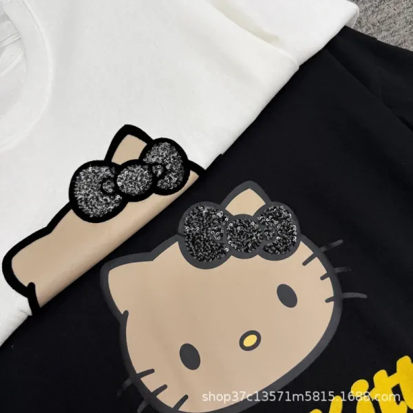 Hello Kitty Graphic Print White Oversized T-Shirt - 6