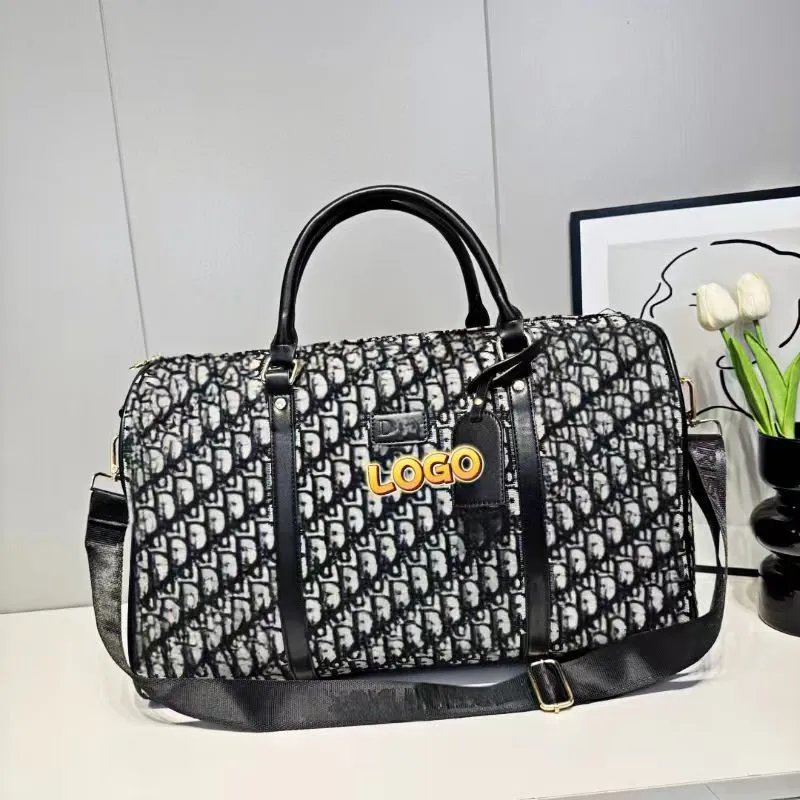 Dior Oblique Monogram Boston Bag Black and White Duffle Bag