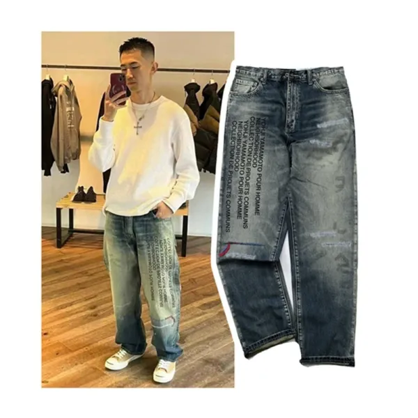 Yohji Yamamoto x Neighborhood Collection de Projets Communs Distressed Denim Jeans - 27
