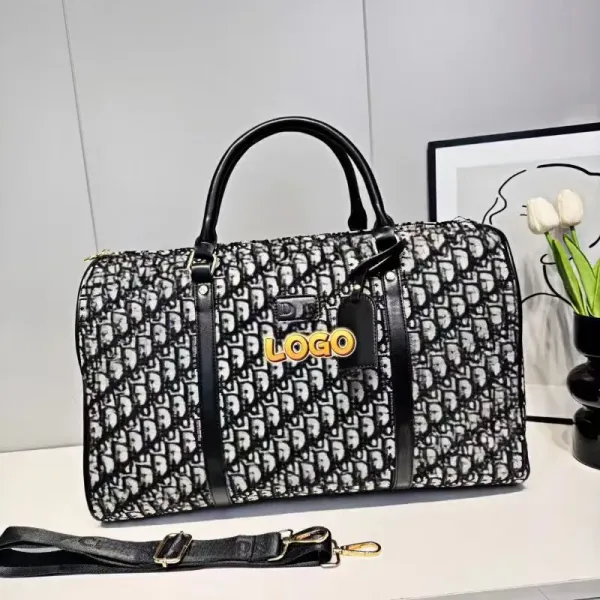 Dior Oblique Monogram Boston Bag Black and White Duffle Bag - 4