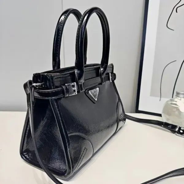 Prada Cahier Mini Black Patent Leather Handbag - 5