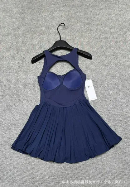 Alo Yoga Tennis Dress Navy Blue Activewear - 19