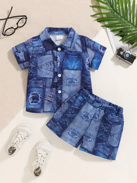 Design Classic Wear 1975 Woven Texture Short Set White Kids Casual Set Sets - 23