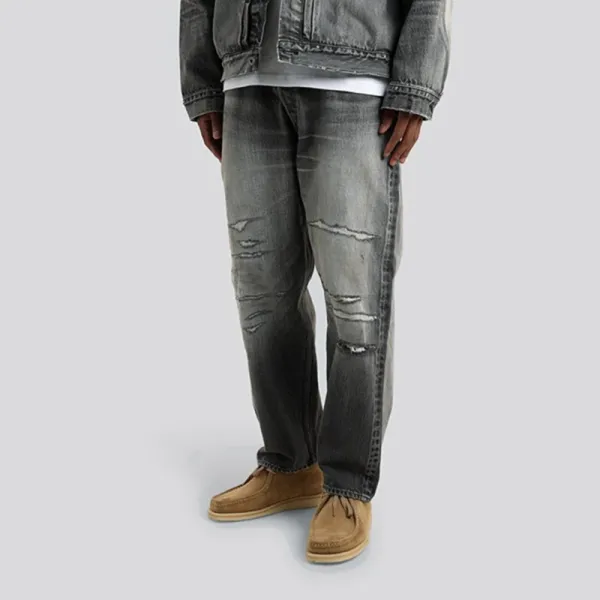 Yohji Yamamoto x Neighborhood Collection de Projets Communs Distressed Denim Jeans - 43