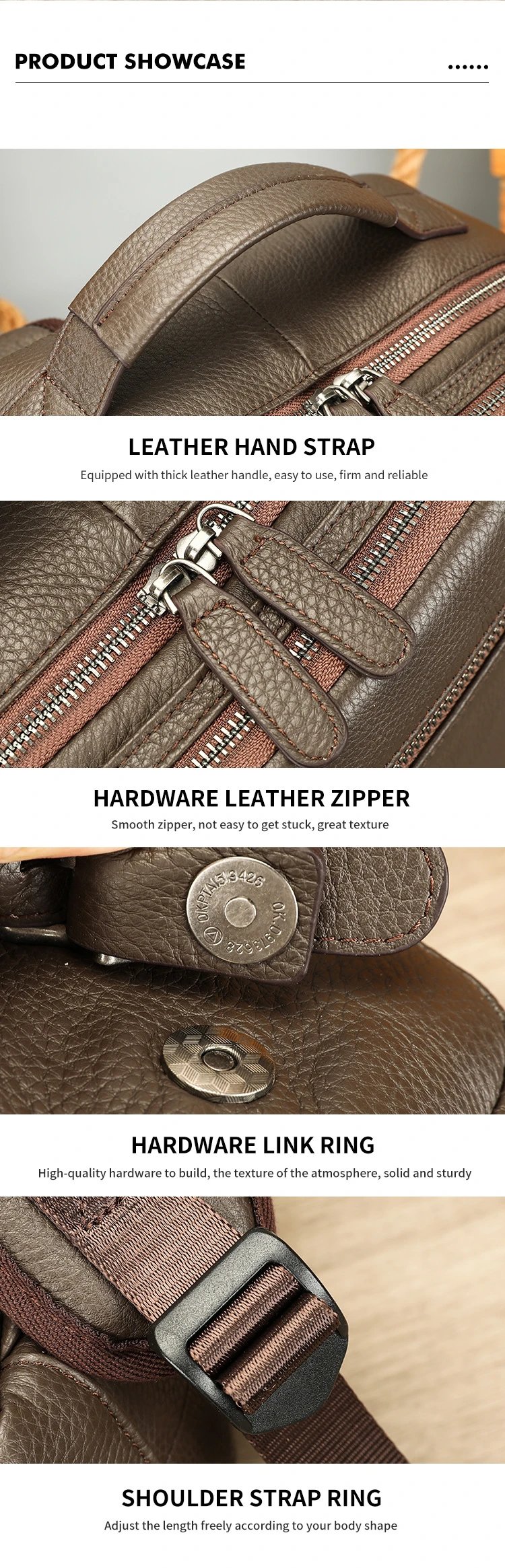 Design Classic Buckle-Flap Leather Backpack Black - 10
