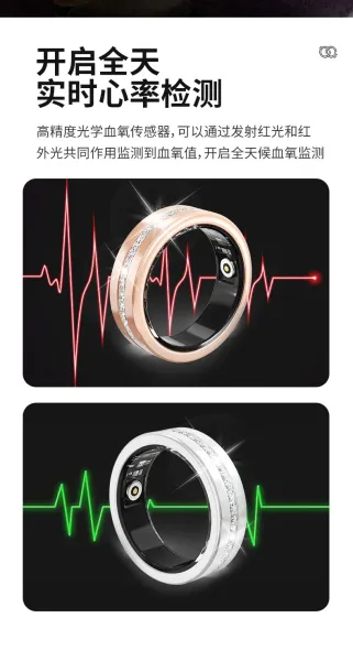 Design Smart Ring with Crystal Accents Rose Gold Smart Ring Jewelry - 14