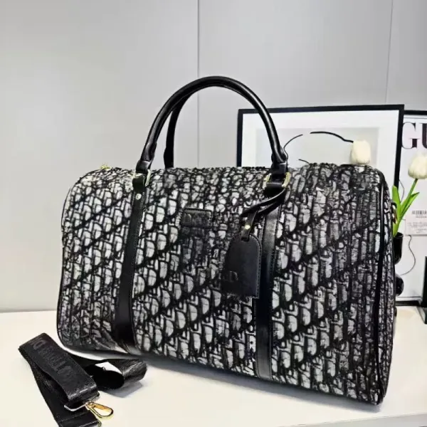 Dior Oblique Monogram Boston Bag Black and White Duffle Bag - 12