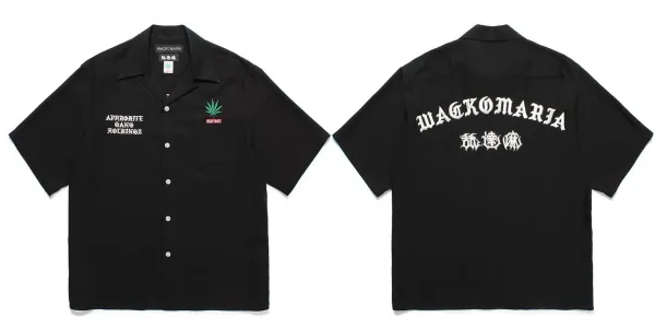 Design Wacko Maria x High Times Short-Sleeve Button-Up Shirt Black Shirt - 1