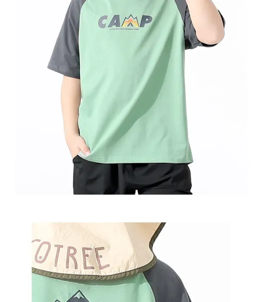 Design Camp Print Raglan T-Shirt Mint Green - 13