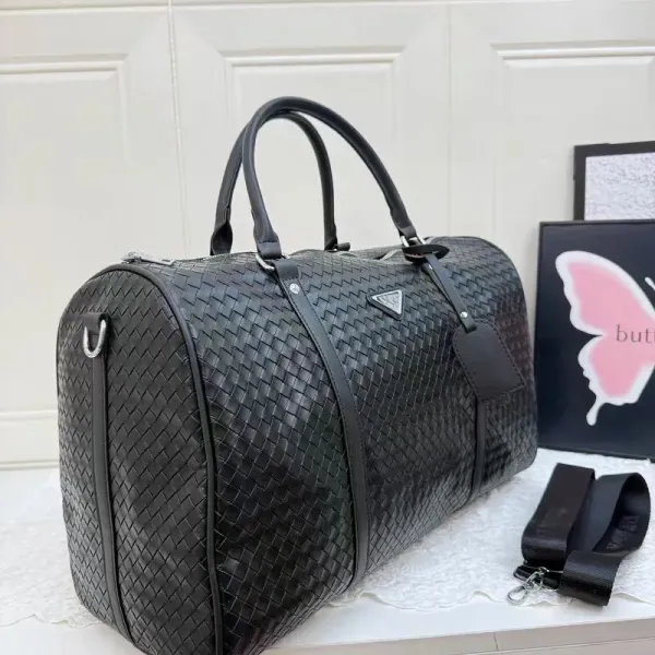 Prada Re-Nylon Crocodile-Embossed Duffle Bag Black - 4