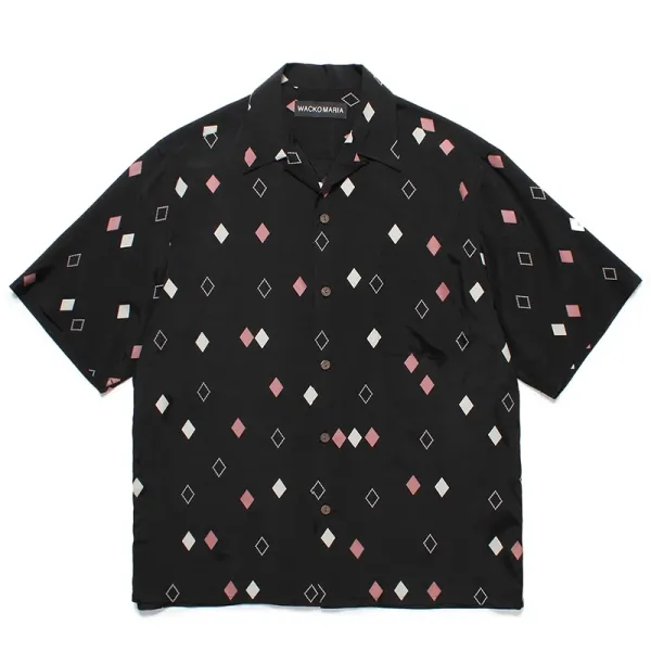 Design Wacko Maria Diamond Print Short-Sleeve Shirt Black Shirt - 1