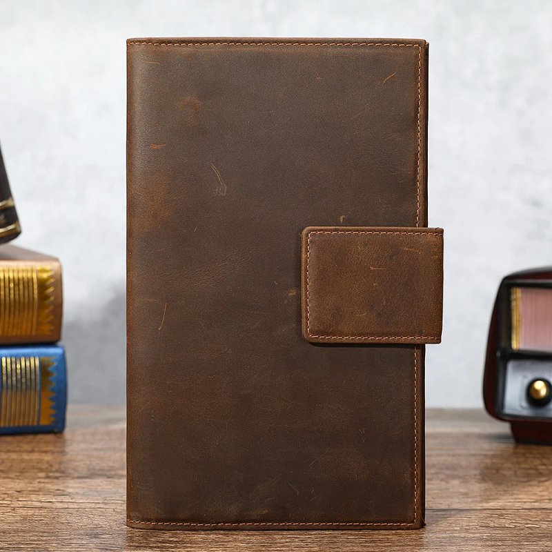 Vintage Leather RFID-Protected Long Wallet Burgundy