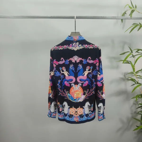 Versace Baroque Print Shirt and Shorts Set Navy Multicolor - 11