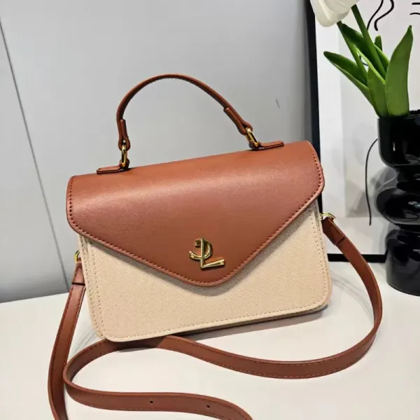 Design Two-Tone Envelope Flap Handbag Black Beige Handbags - 7