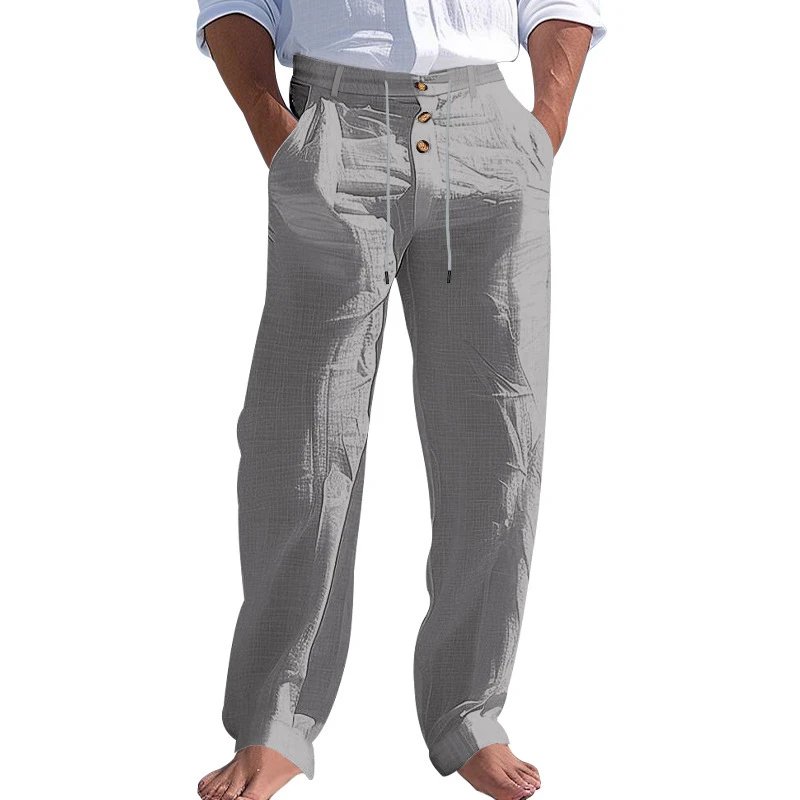 Design Wide-Leg Linen-Blend Trousers Black Pants - 24